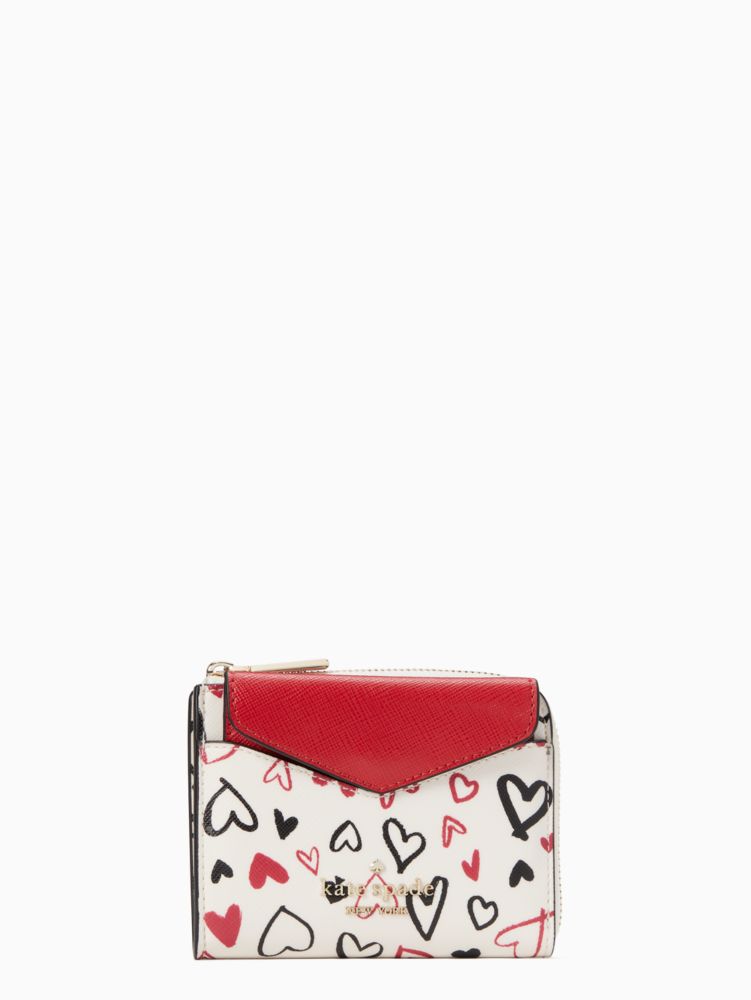 Kate Spade,Staci Boxed Small Card Set,Coin,Card Case,PVC,Color Block,Metal,Logo,Silver Metal,Casual,Cream