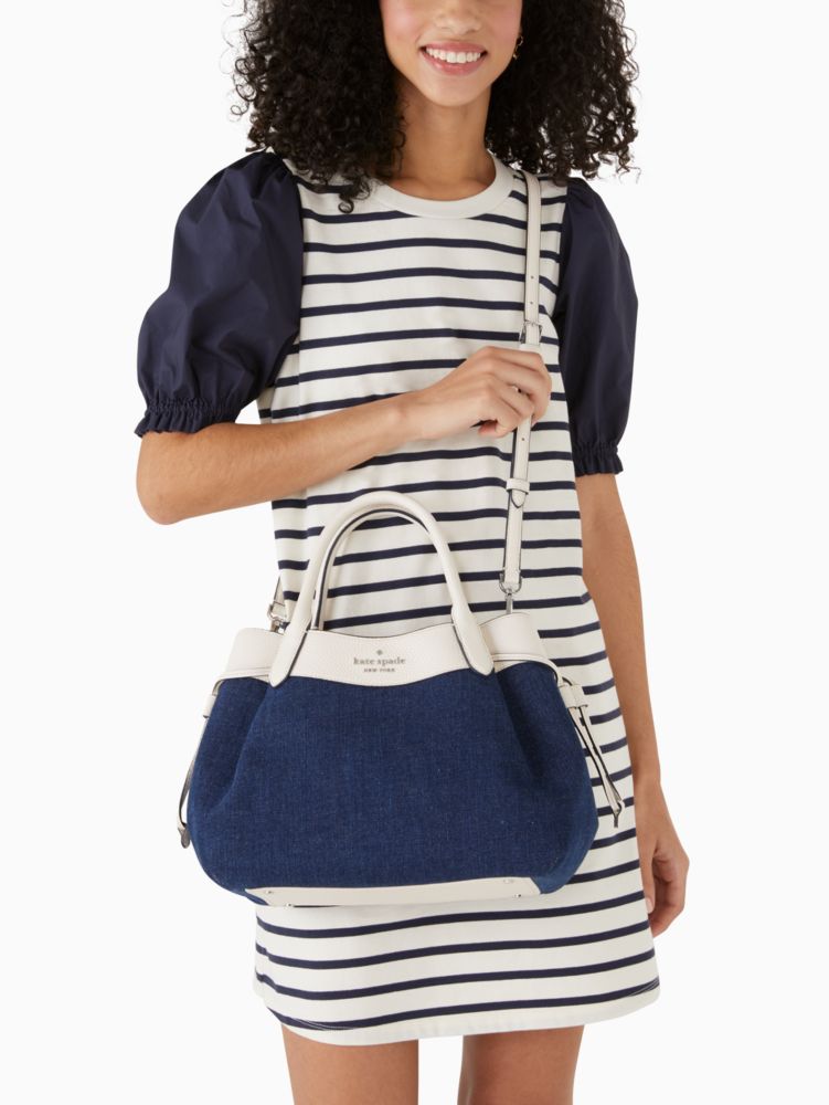 Kate Spade,ダンプリン デニム ラージ トリプル コンパートメント サッチェル,バッグ,ブルーマルチ