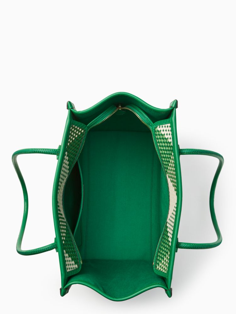 Kate Spade,エラ オーバーサイズ ウーブン ギンガム ラージ トート,バッグ,グリーンビーン