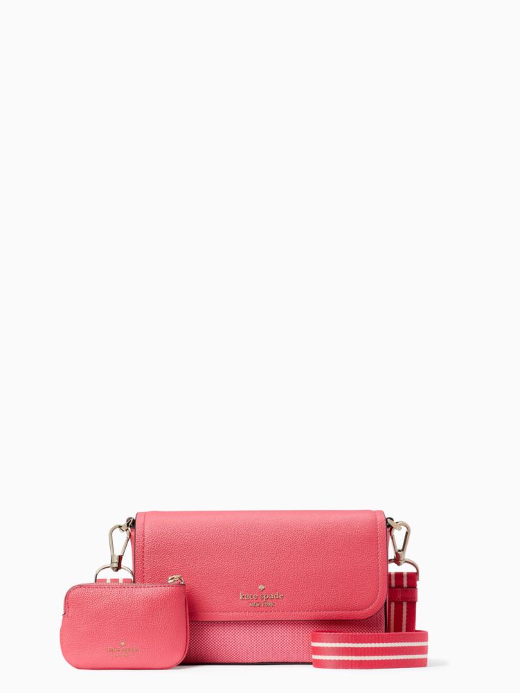 Kate Spade,ロージー キャンバス フラップ クロスボディ,財布小物,ピンクペッパーコーンマルチ