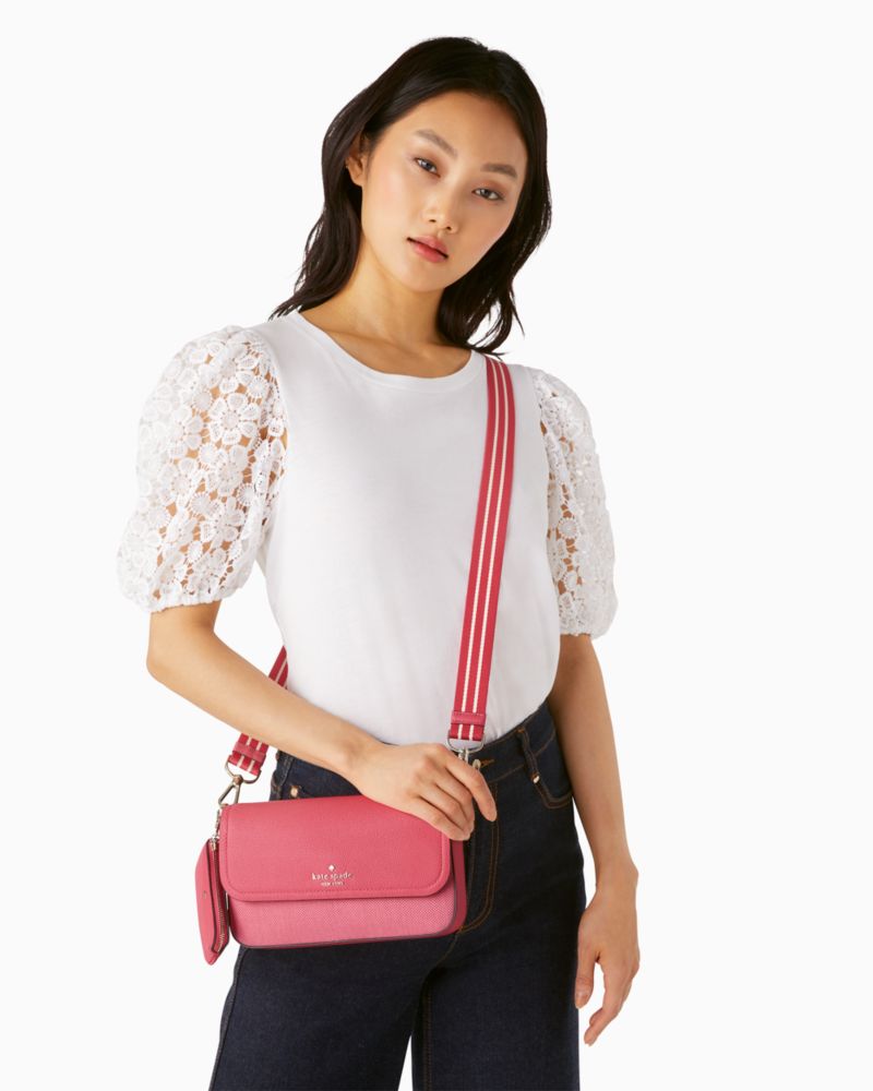 Kate Spade,ロージー キャンバス フラップ クロスボディ,財布小物,ピンクペッパーコーンマルチ