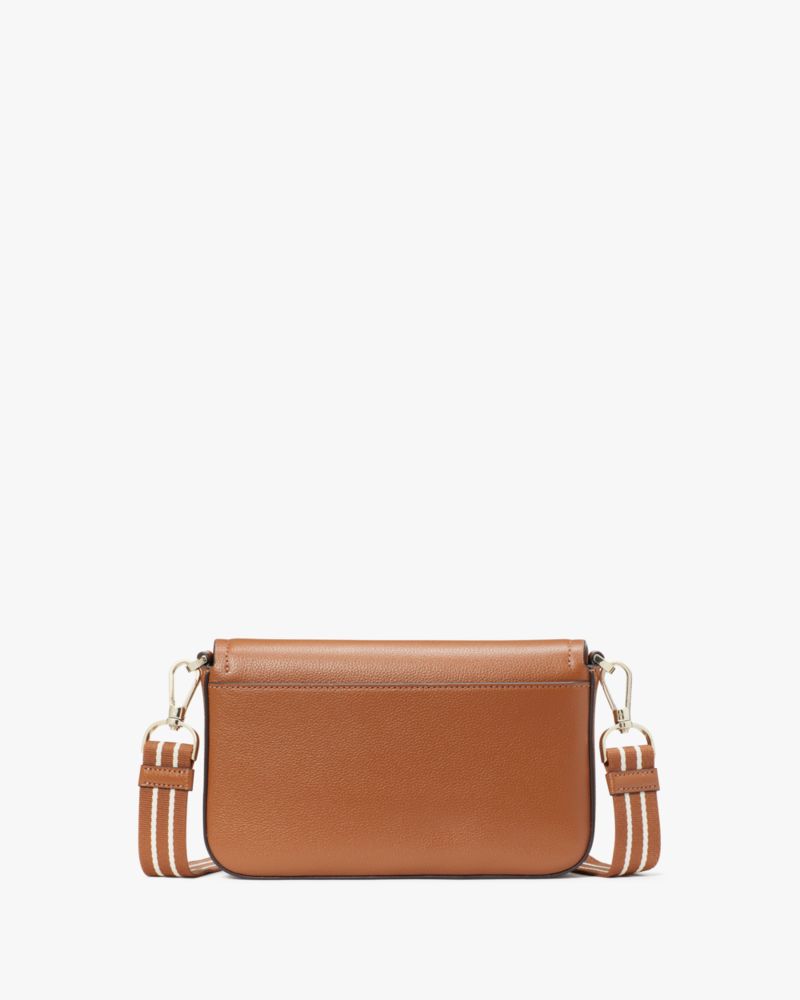 Kate Spade,Rosie Flap Crossbody,Lining Leather,Leather,Crossbody,Coin,Logo,Stripe,Metal,Word Embellishment,Lined,Casual,Brown