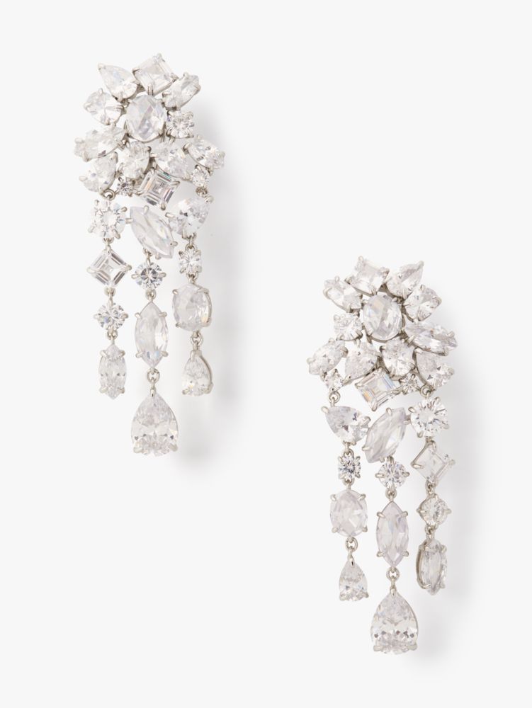 Kate Spade,statement earrings,Clear/Silver