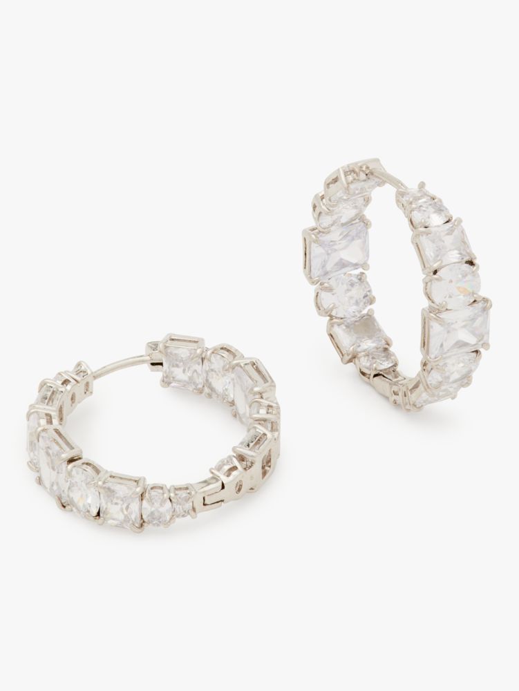 Kate Spade,Candy Shop Stone Hoops,Clear/Silver