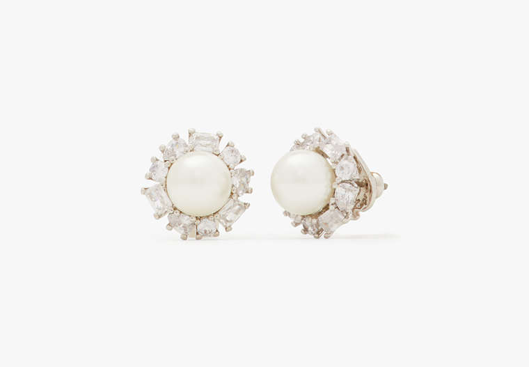 Kate Spade,Candy Shop Pearl Halo Studs,Cream/Silver