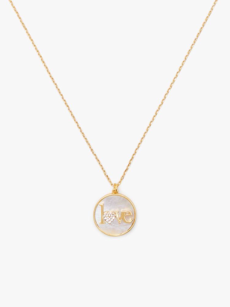 Kate Spade,Lucky Charm Love Pendant,Cream/Gold