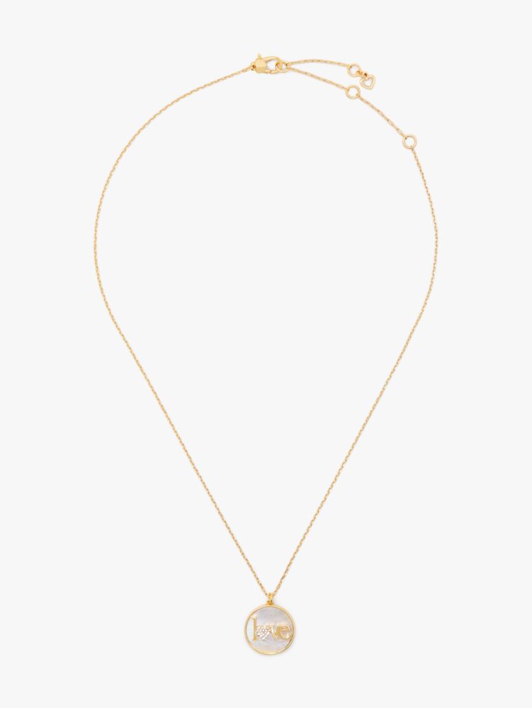 Kate Spade,Lucky Charm Love Pendant,Cream/Gold