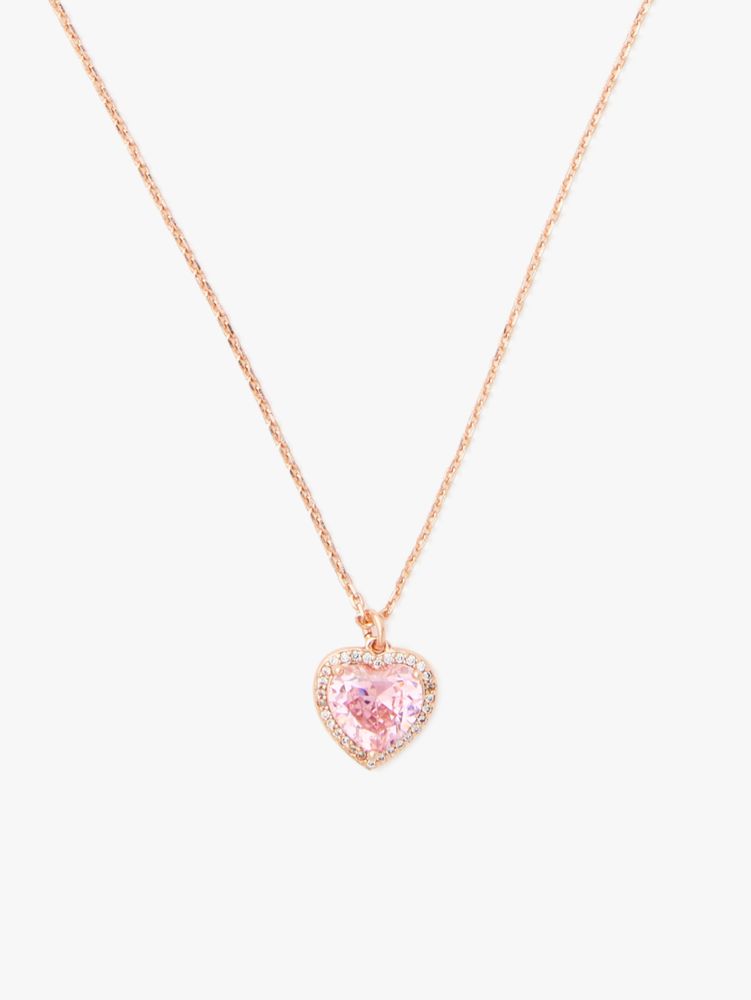 Kate Spade Heart to Heart Pave Mini Pendant Necklace Clear/ Rose Gold