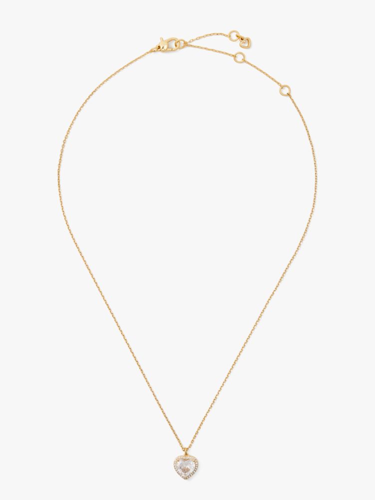 Kate Spade,My Love Pavé Heart Pendant,Clear/Gold