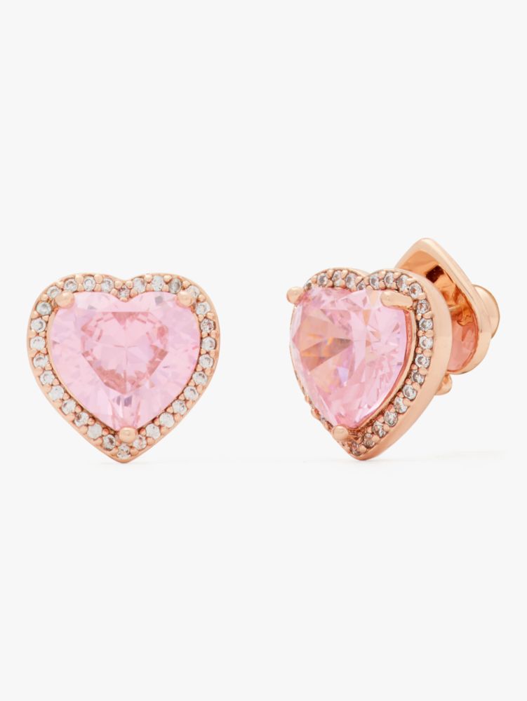 Kate Spade,My Love Pavé Heart Studs,Pink/ Rose Gold