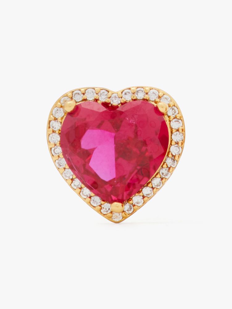 Kate Spade,My Love Pavé Heart Studs,Ruby/Gold