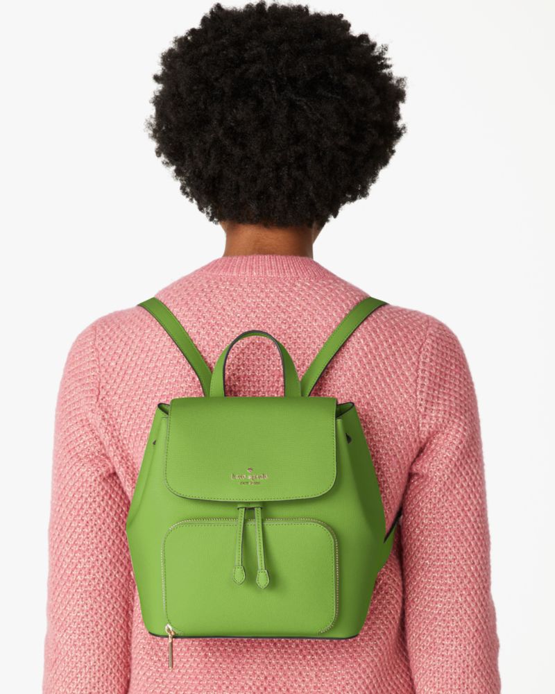 Kate Spade,Kristi Medium Flap Backpack,Turtle Green