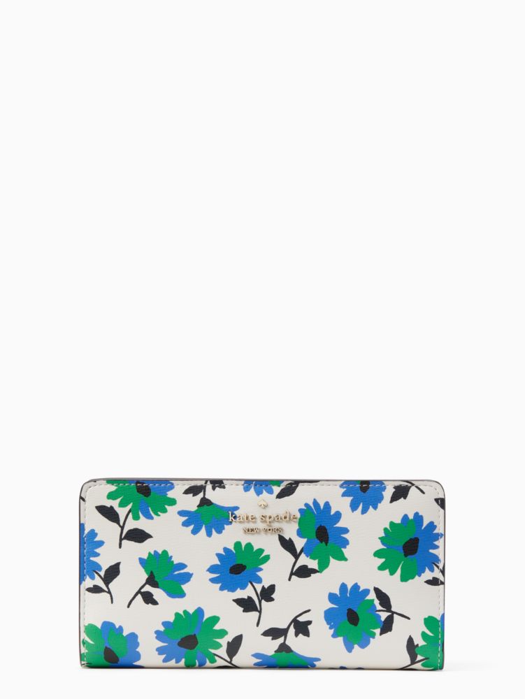 Kate Spade,darcy park posies large slim bifold wallet,Cream Multi