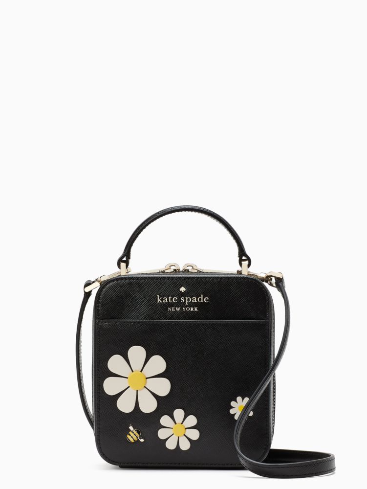 Kate spade black on sale and white flower purse