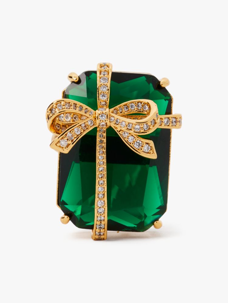 Kate Spade,Pavé Present Cocktail Ring,Emerald