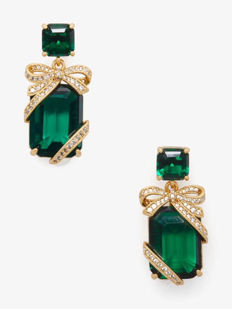 Kate Spade,Pavé Present Drop Earrings,Emerald