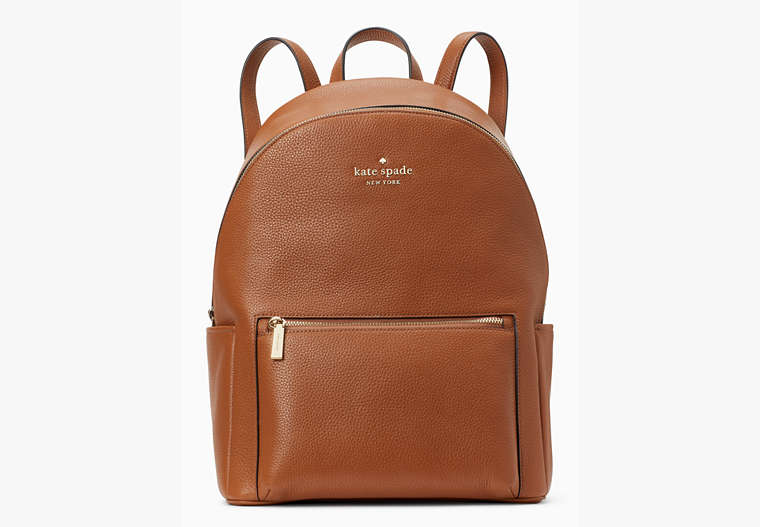 Kate Spade,leila pebbled leather large dome backpack,Warm Gingerbread image number 0