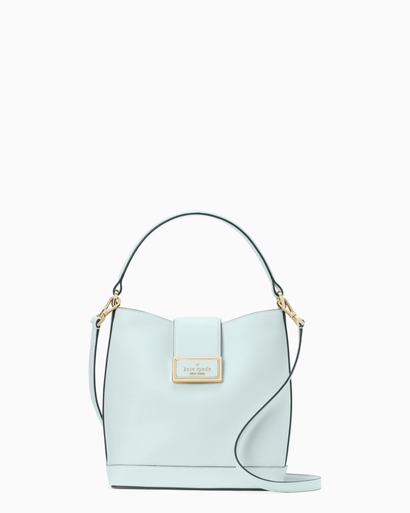 Kate Spade,Reegan Bucket Bag,Leather,Bucket,Metal,Logo,Lined,Gold Metal,Casual,