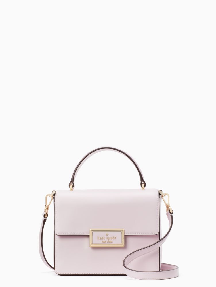 Kate Spade,Reegan Top Handle Crossbody,Leather,Crossbody,Metal,Logo,Lined,Gold Metal,Day Party,