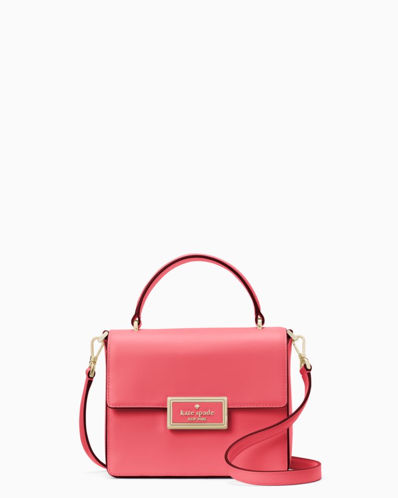 Kate Spade,Reegan Top Handle Crossbody,Leather,Crossbody,Metal,Logo,Lined,Gold Metal,Day Party,