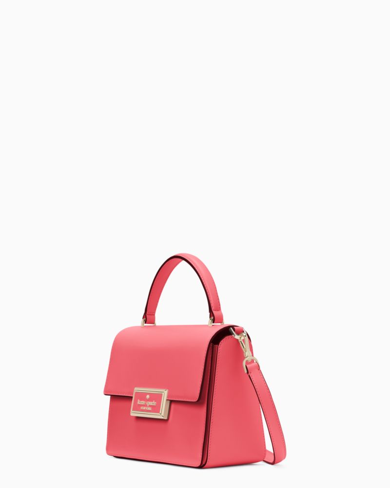 Kate Spade,Reegan Top Handle Crossbody,Leather,Crossbody,Metal,Logo,Lined,Gold Metal,Day Party,