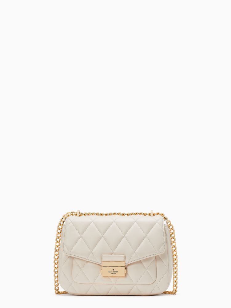 Kate Spade,Carey Small Flap Shoulder Bag,Parchment