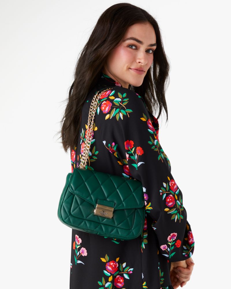 Kate Spade,Carey Small Flap Shoulder Bag,Deep Jade