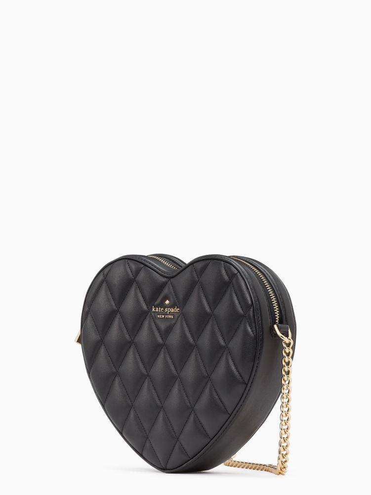 Kate Spade,Love Shack Quilted Heart Crossbody,Black