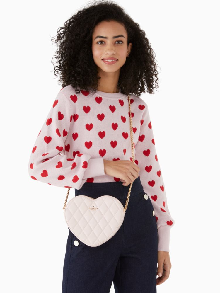 Kate Spade,Love Shack Quilted Heart Crossbody,Light Rosebud