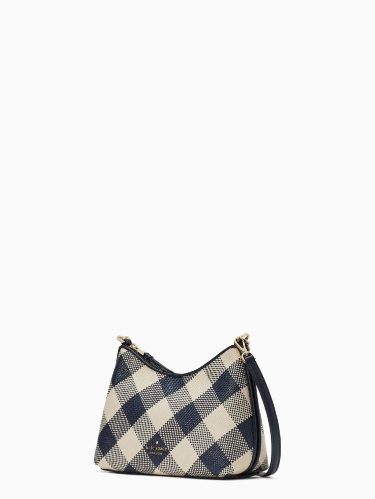 Kate Spade,ZIPPY WOVEN GINGHAM CONVERTIBLE CROSSBODY,Blazer Blue Multi