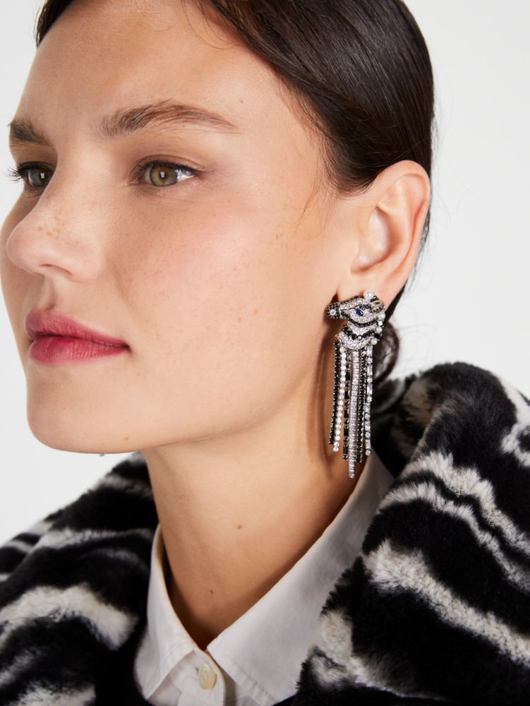 Kate Spade,Earn Your Stripes Statement Earrings,Black Multi