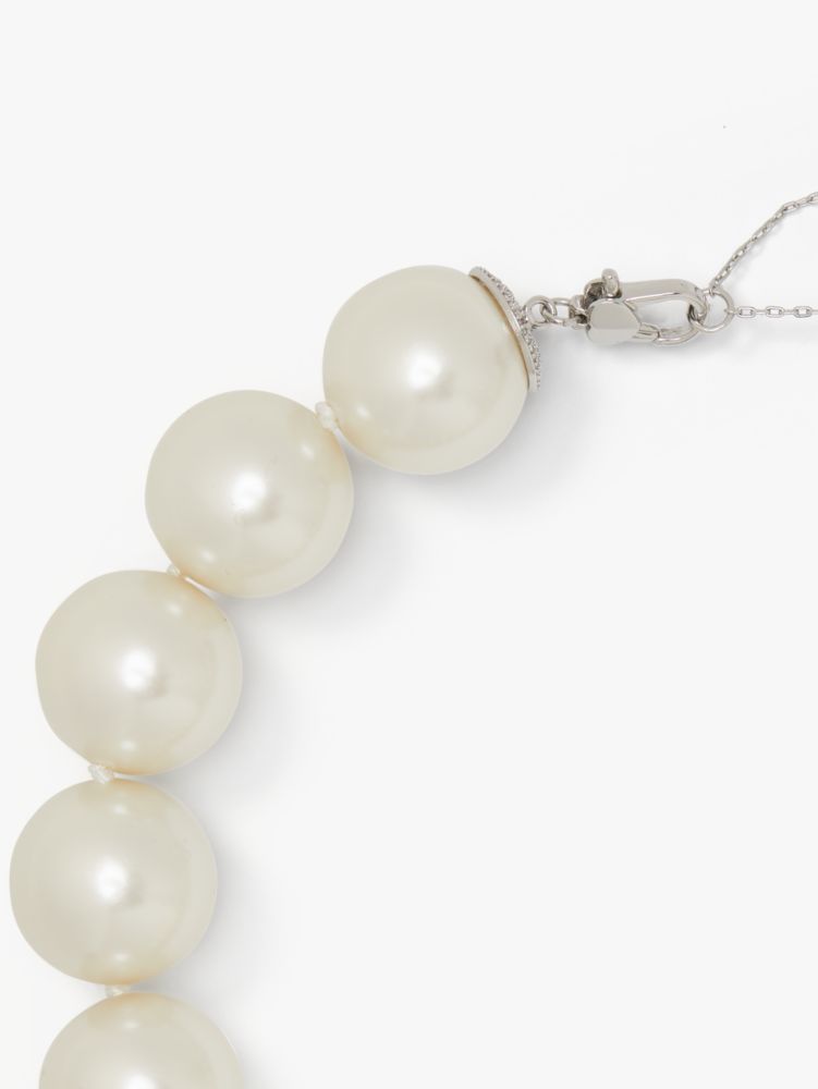 Kate Spade,Pearls Please Collar,Single Strand,Choker,Pearl,Acrylic,Cubic Zirconia,Pearl,Day Party,Cream
