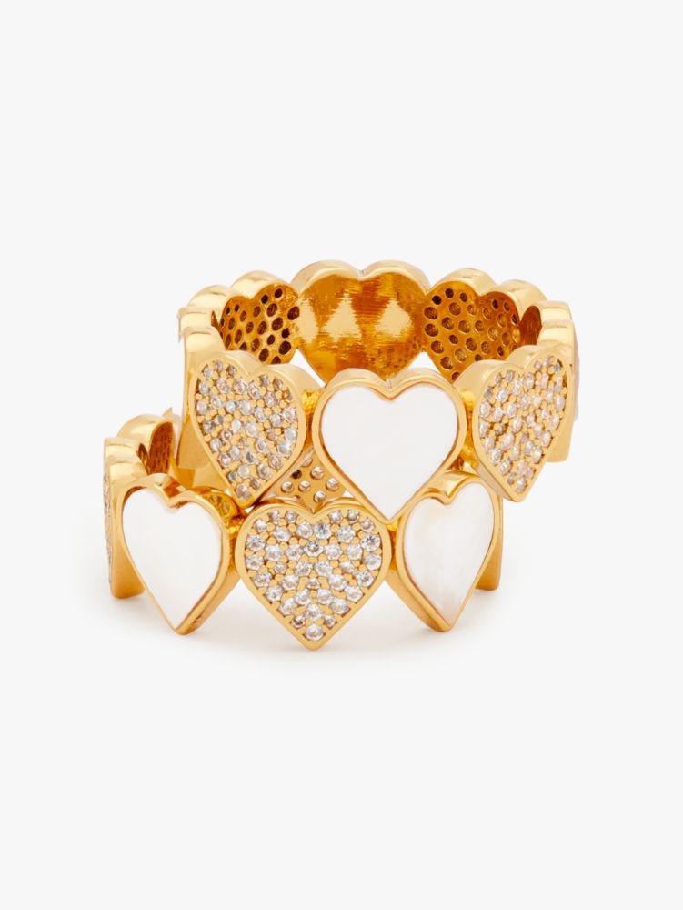 Kate Spade,Take Heart Stacked Ring Set,Clear/Gold