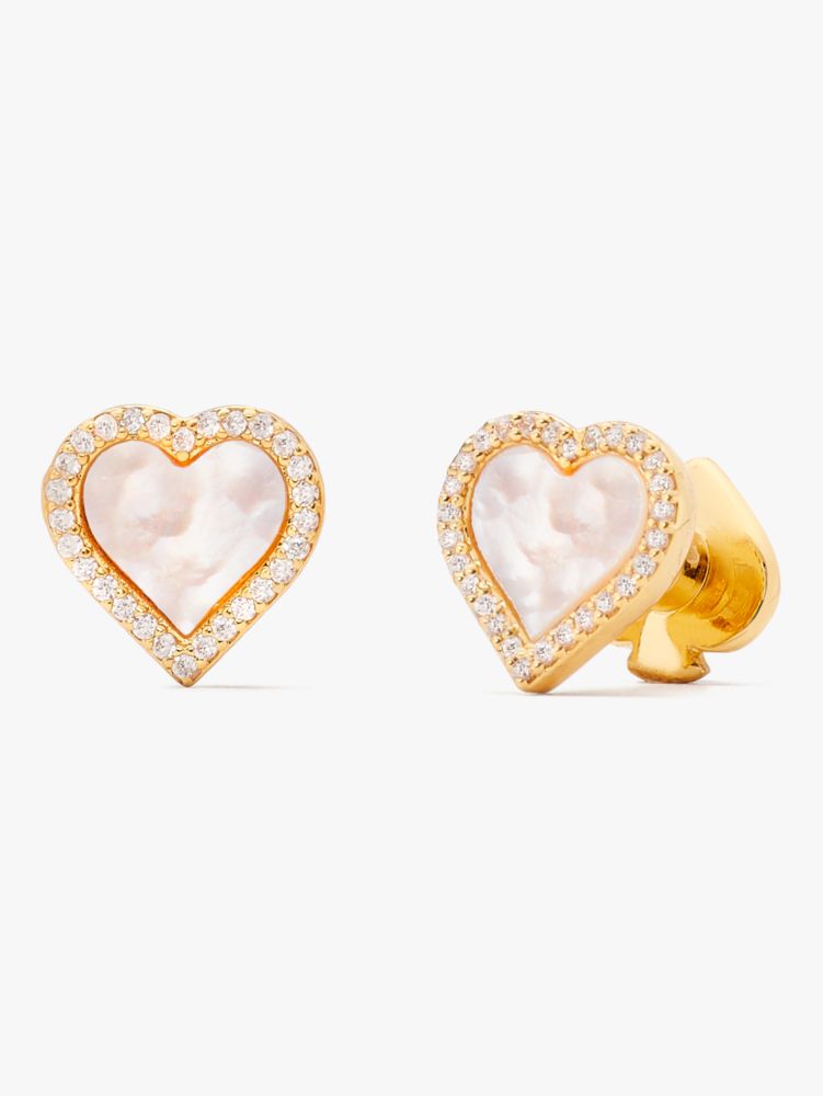 Kate Spade Jewelry | Kate Spade Yours Truly Pave Heart Studs Earrings | Color: Gold | Size: Os | Aishahshakir's Closet