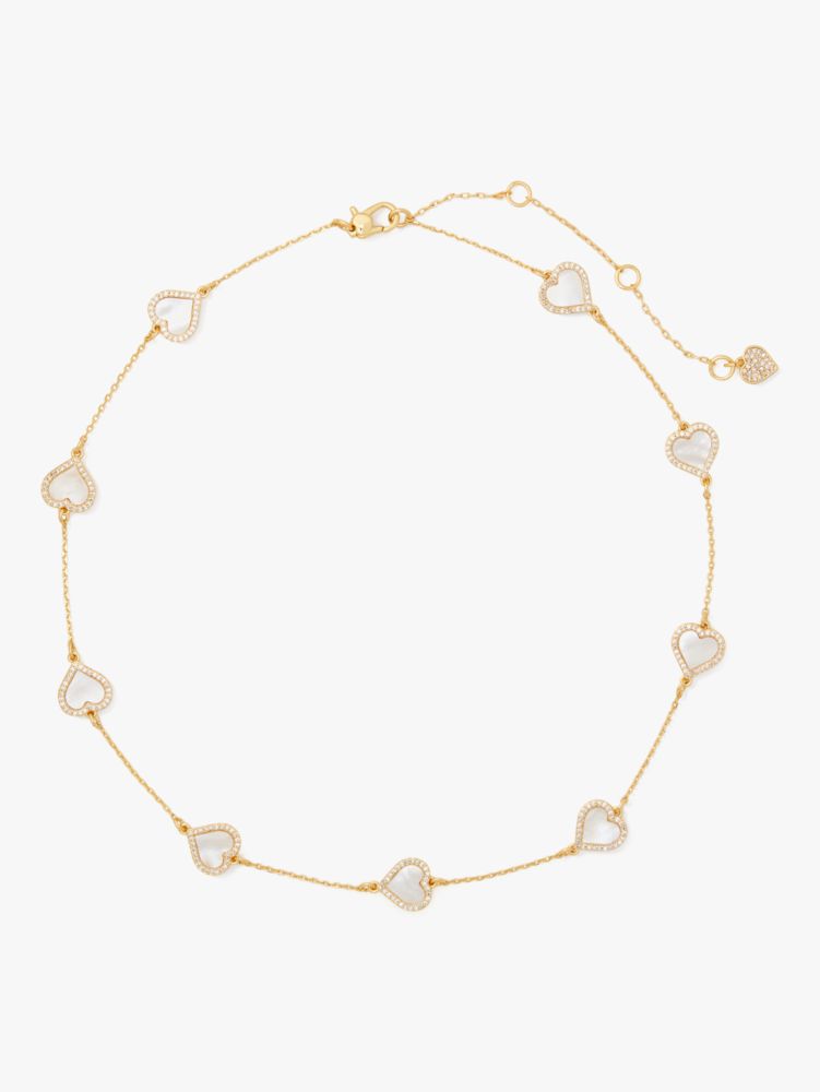 Kate Spade,Take Heart Scatter Necklace,Clear/Gold