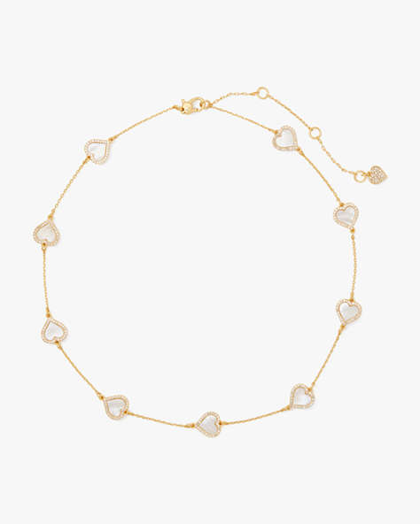 Kate Spade,Take Heart Scatter Necklace,Clear/Gold