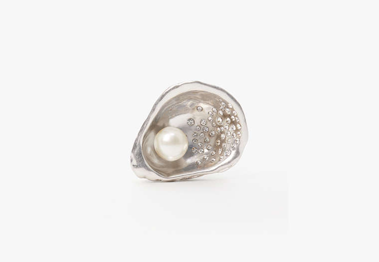 Kate Spade,oyster cocktail ring,Cream/Silver