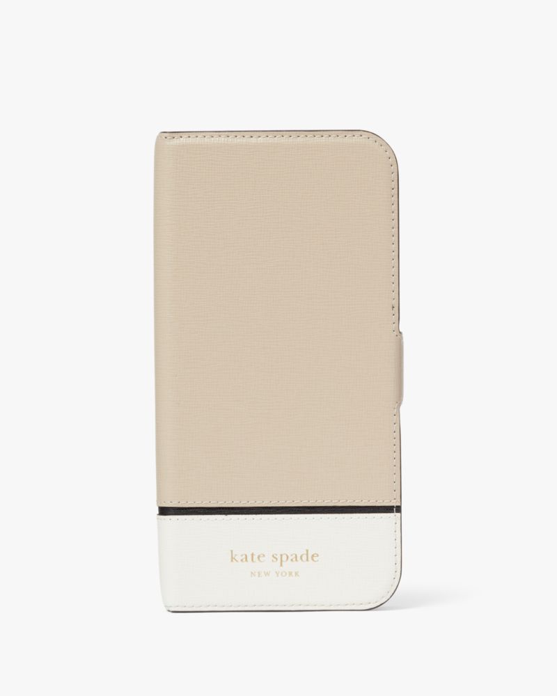 Kate Spade Morgan Colorblock iPhone 14 Pro Max Magnetic Wrap Folio Case, Cafe Mocha