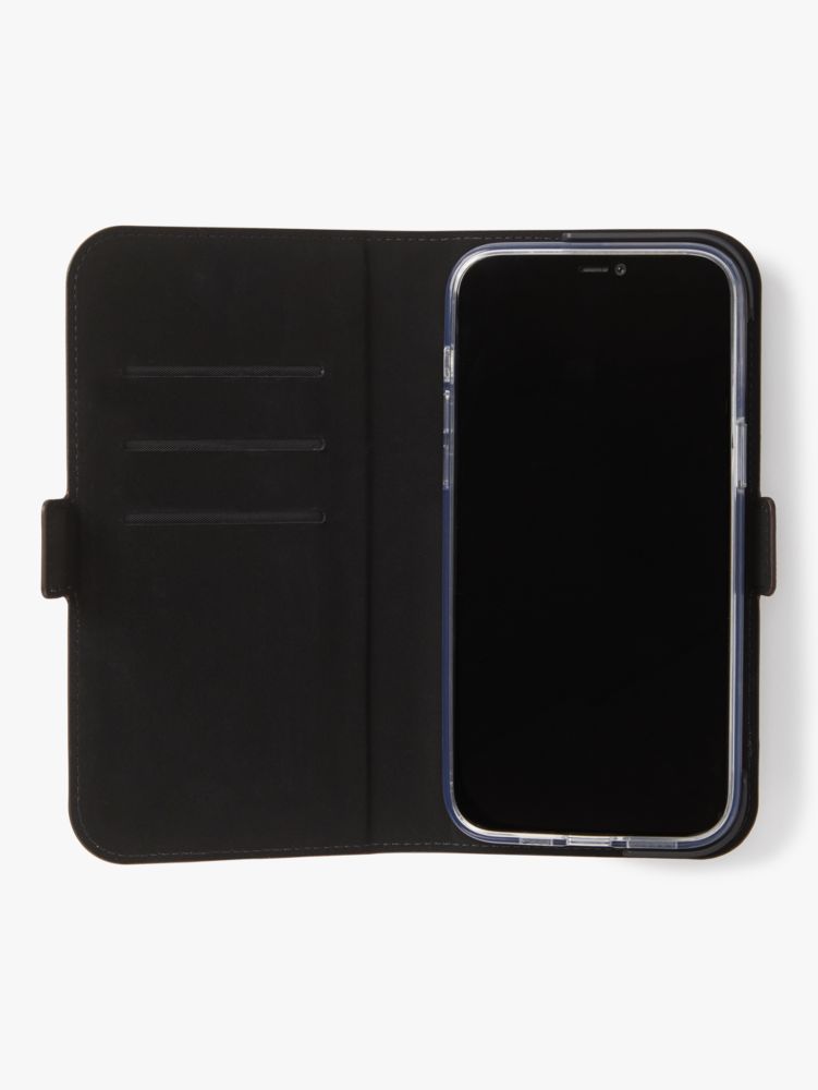 genuine calf leather folio case for iPhone 13 mini caramel