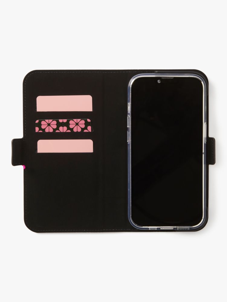 Kate Spade,Morgan Colorblock iPhone 14 Pro Magnetic Wrap Folio Case,Flip Case,Color Block,Logo,Metal,Casual,Brown