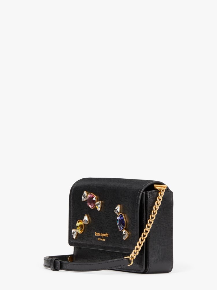 Kate Spade,Gala Stone Embellished Flap Chain Wallet,Glitter,