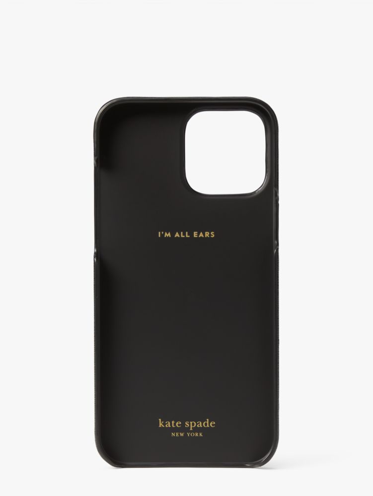 Kate Spade,Saffiano Leather Spade Ring Stand iPhone 13 Pro Max Case,Black