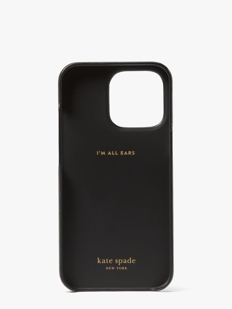 Kate Spade,Saffiano Leather Spade Ring Stand iPhone 13 Pro Case,Black