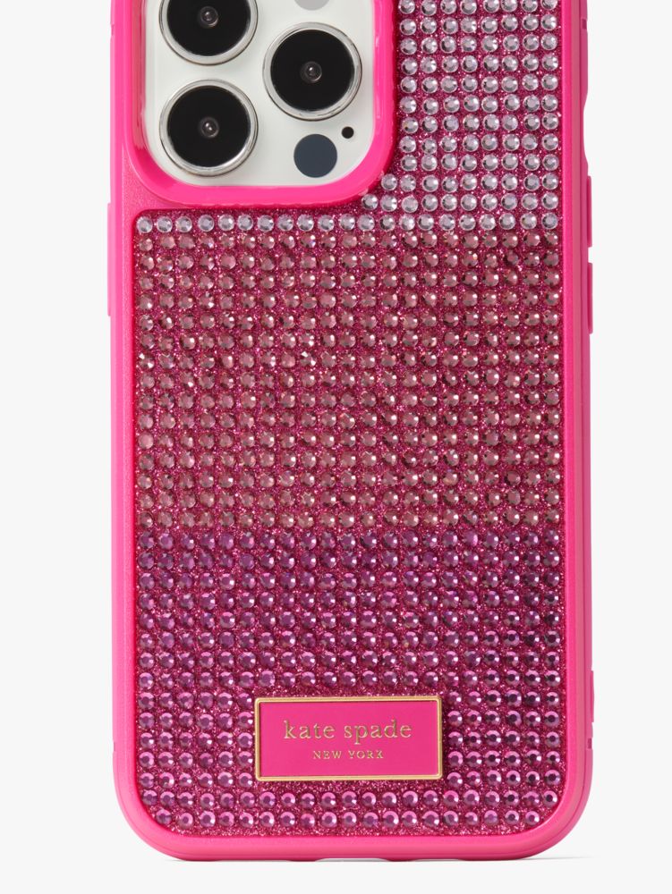 Kate Spade,Gala Rhinestone Embossed iPhone 13 Pro Case,Glitter,Pink Multi