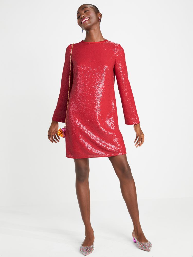 Shift cocktail store dress with sleeves