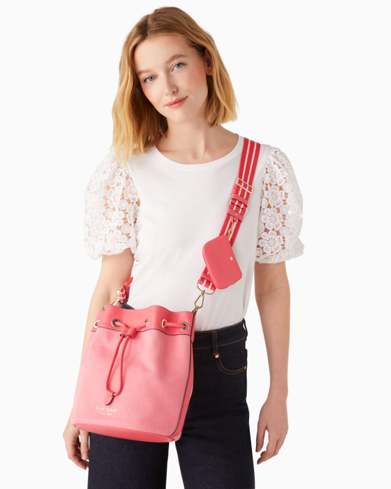 Kate Spade,rosie canvas bucket bag,Pink Peppercorn Multi