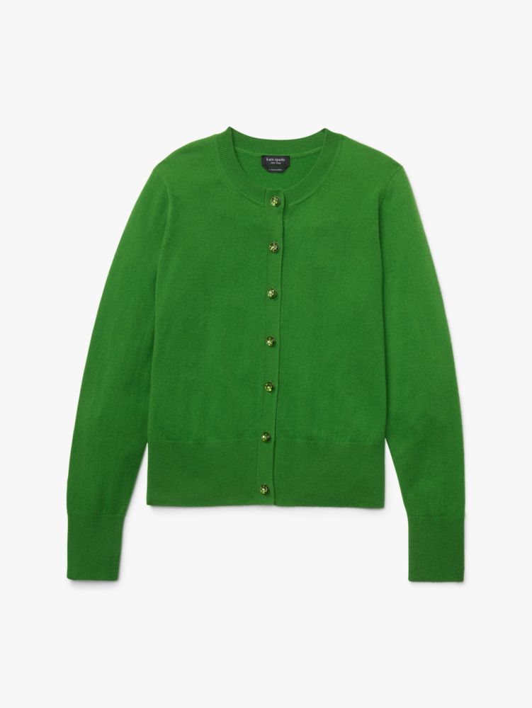 Kate Spade,Cashmere Crewneck Cardigan,KS Green