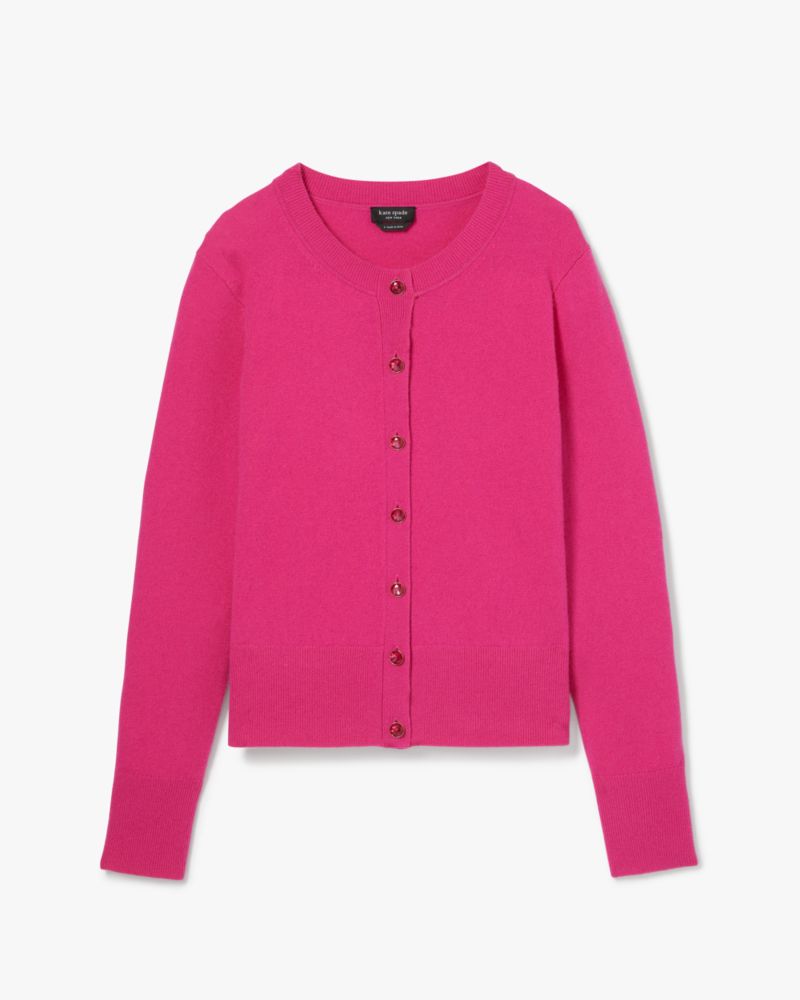 Kate Spade,Cashmere Crewneck Cardigan,Rhododendron Grove