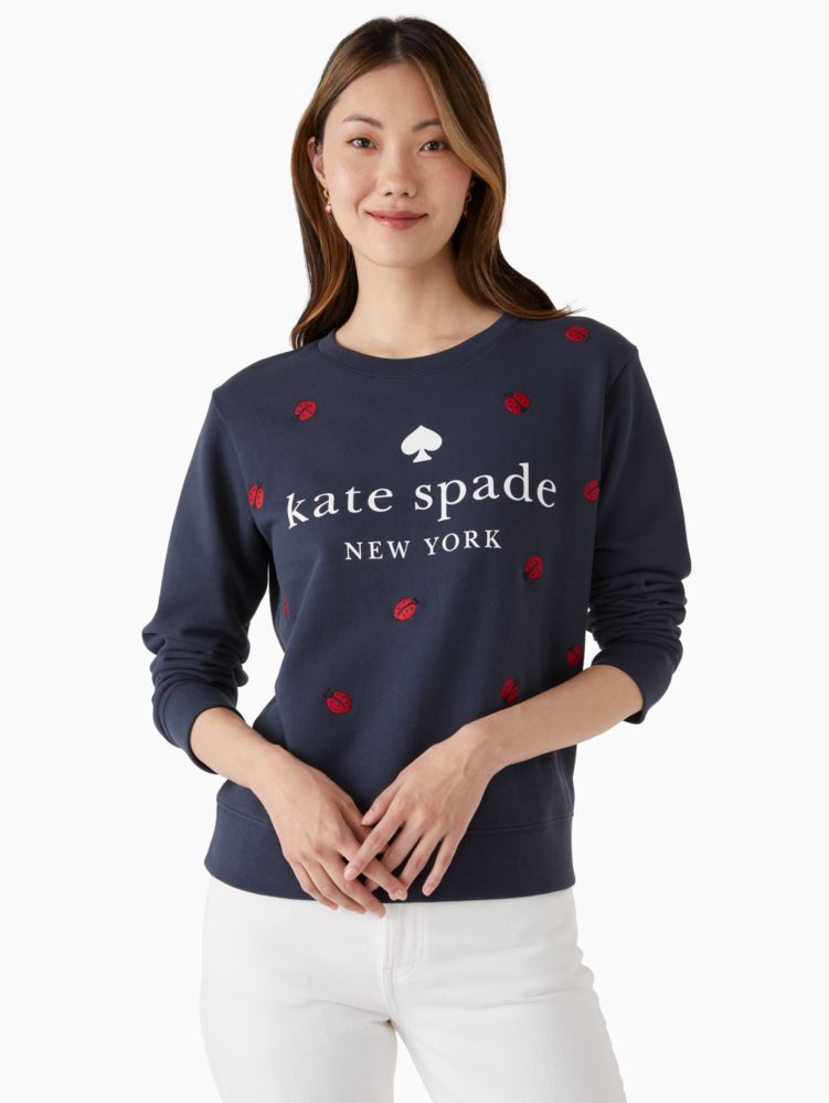 kate spade ケイトスペード ロゴトレーナー M(US_S) 白✕黒/銀 ケイト