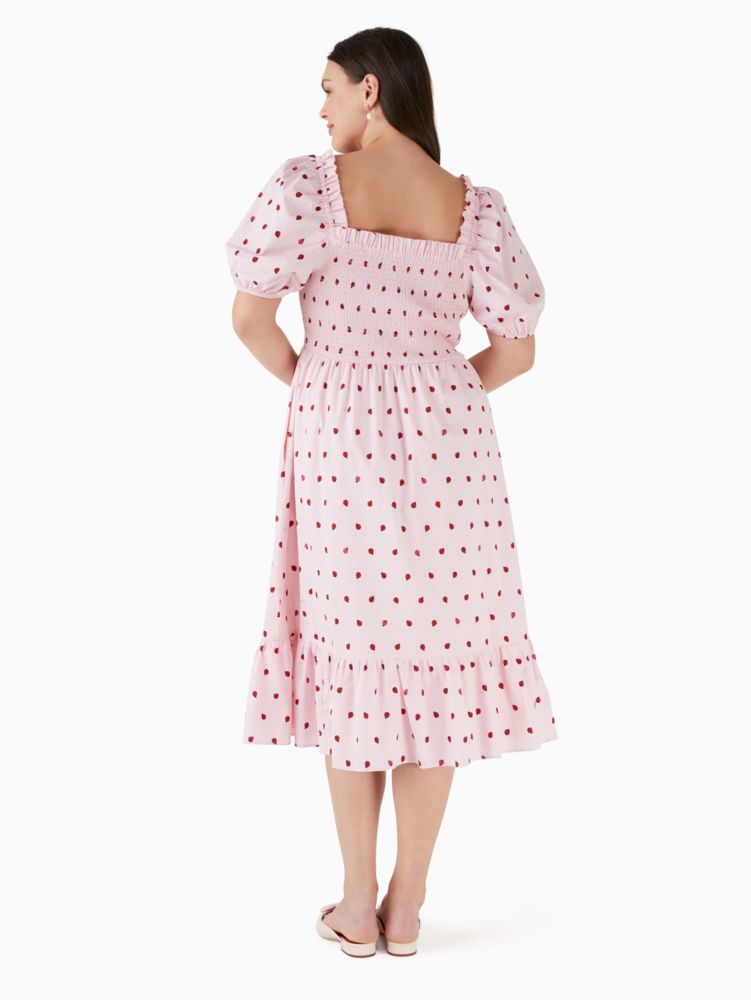 Kate Spade,ladybug party smocked midi dress,cotton,Chalk Pink